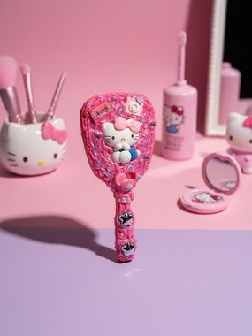 Hand Crafted Hello Kitty Pink Decorative Kids Handheld Mirror